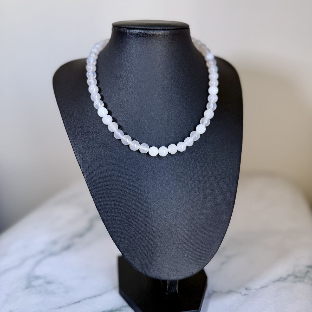 GENERICO - Set Cadena + Pulsera Gargantilla Cuencas De Cuarzo Blanco Unisex