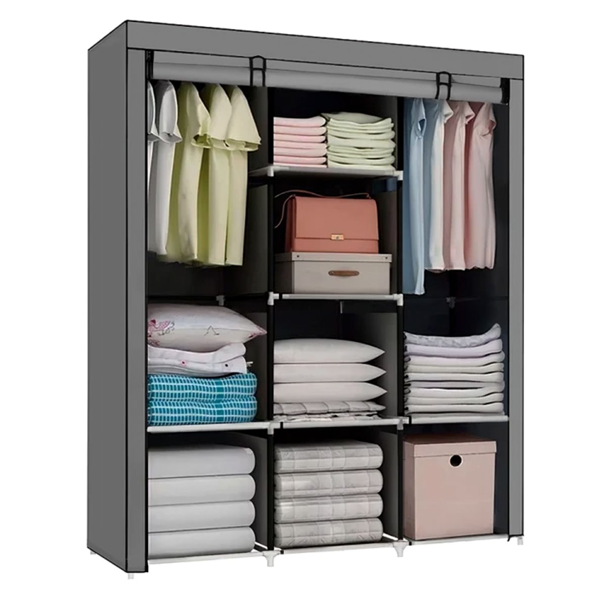SIRENA - Ropero armable color gris con medidas 30×45×75 cm  diseño compacto