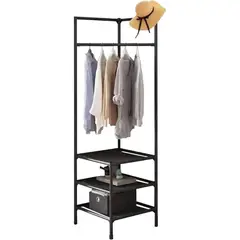 SIRENA - Perchero negro organizador de ropa y calzado de 188 cm armable