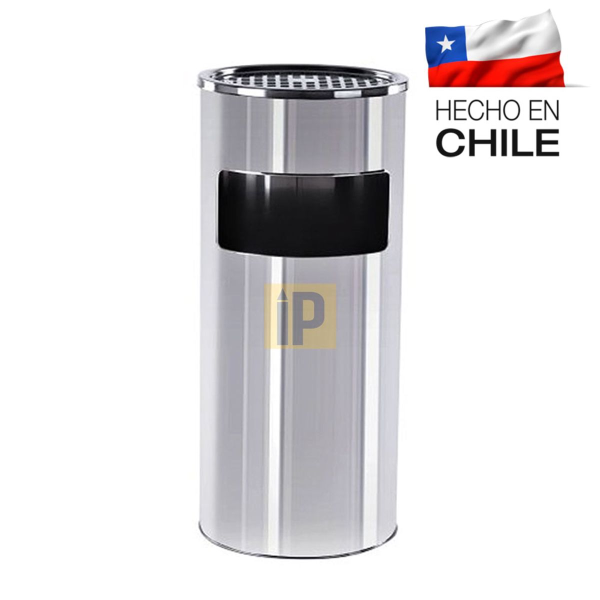 GENERICO - Basurero de acero inoxidable con cenicero 30 litros