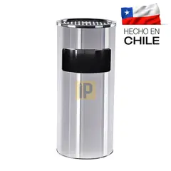 GENERICO - Basurero de acero inoxidable con cenicero 30 litros