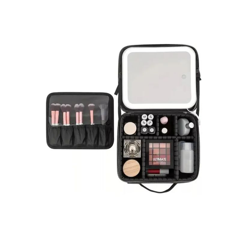 GENERICO - Organizador De Maquillaje Cosmetiquero Con Espejo Led Usb