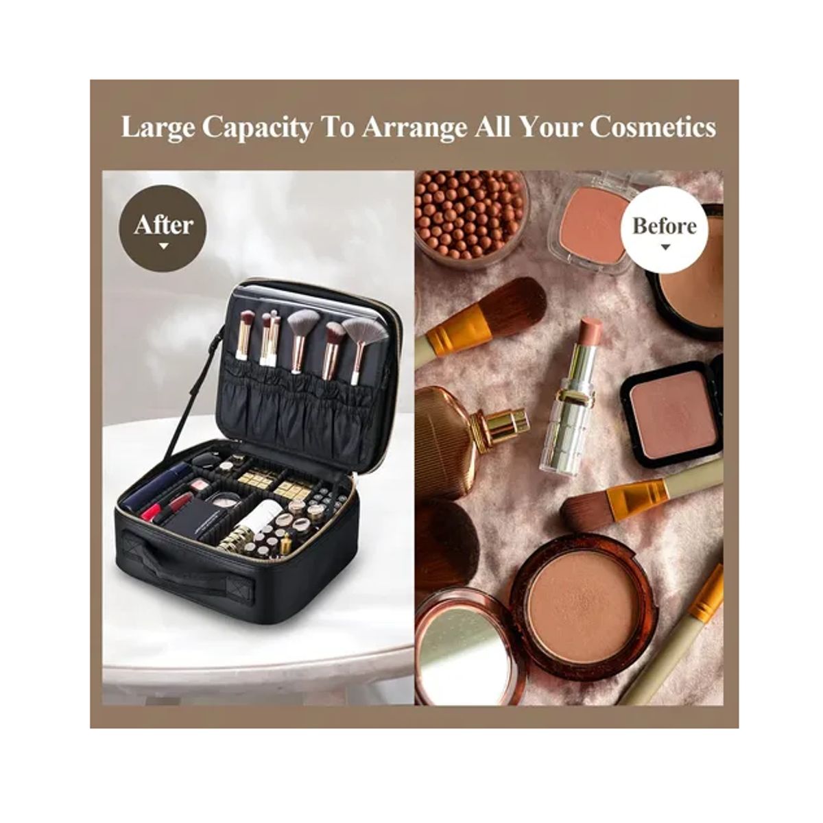GENERICO - Organizador De Maquillaje Cosmetiquero Con Espejo Led Usb