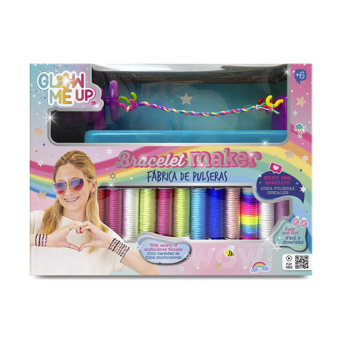 GLOW ME UP - Juguete Máquina para Crear Pulseras con Hilos y Mostacillas