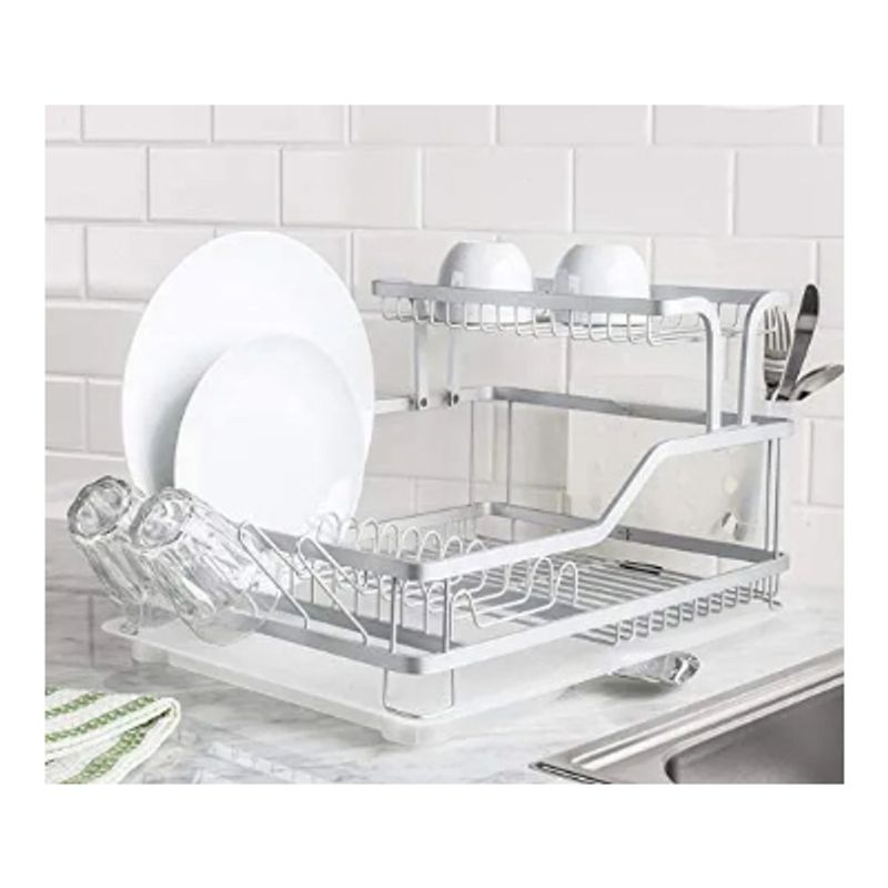 GENERICO - Escurridor Secaplatos De Aluminio Antioxidante 2 Niveles