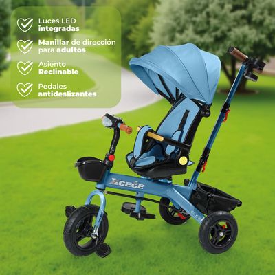 Imagen 2 del producto Coche Triciclo Paseo Con Foco 360º Reclinable 4 en 1