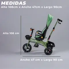 MUNDO ONLINE - Coche Triciclo Paseo Con Foco 360º Reclinable 4 en 1 verde