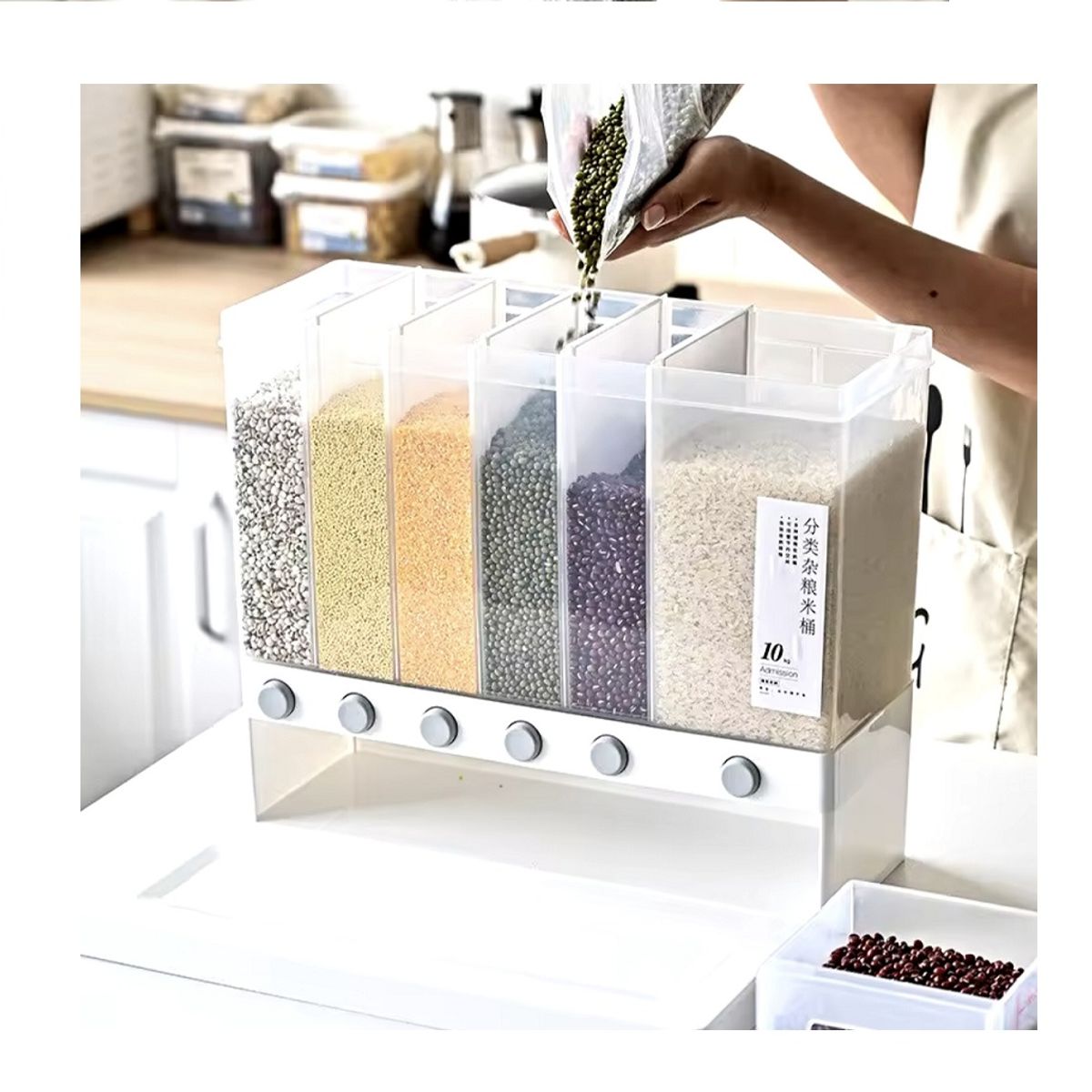 GEN - Dispensador De Granos ,Cereales, arroz, pasta De 6 espacios