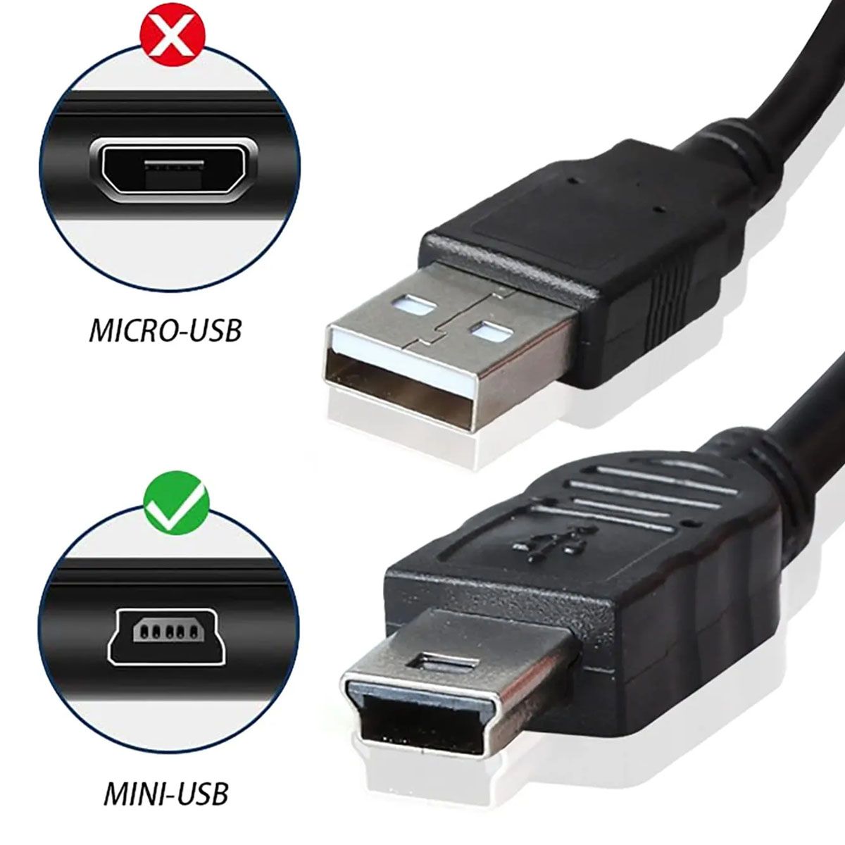 GENERICO - CABLE USB 2.0 A MINI USB 5 PINES, 0,5 MTS.