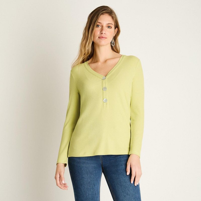 LORENZO DI PONTTI - Polera Verde Escote V