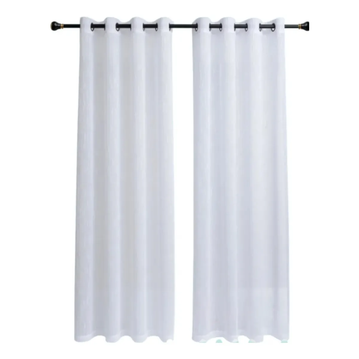 OKAY - Visillo Hecha Velo Lino Lluvia 2 Paños Blanco