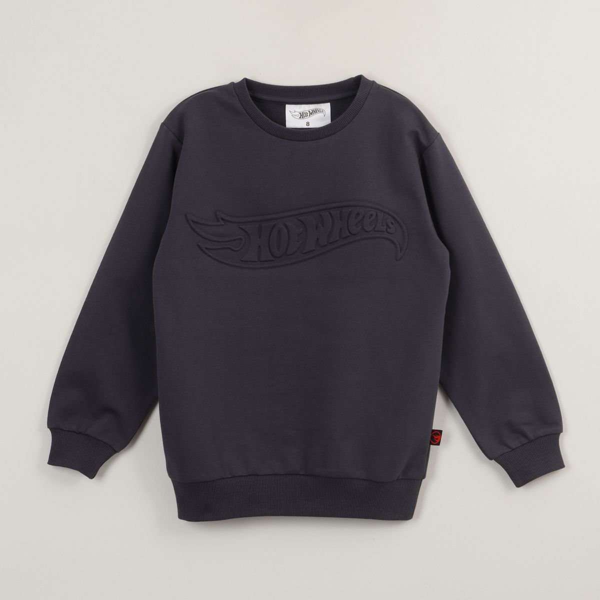HOT WHEELS - Poleron Cerrado Niño Relieve Emboss Negro Hot Wheels