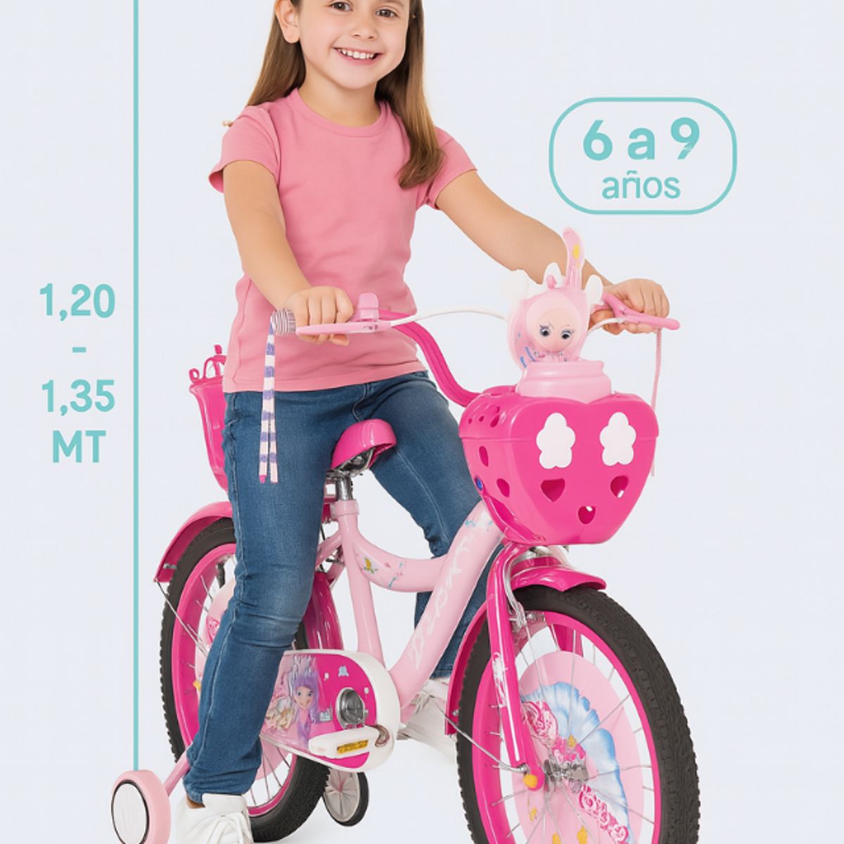 GENERICO - Bicicleta Infantil Ruedas de Seguridad Aro 20 Niña Fresa
