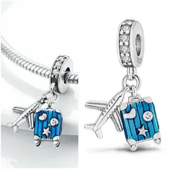 GENERICO - Dije Colgante Maleta y avion Plata 925