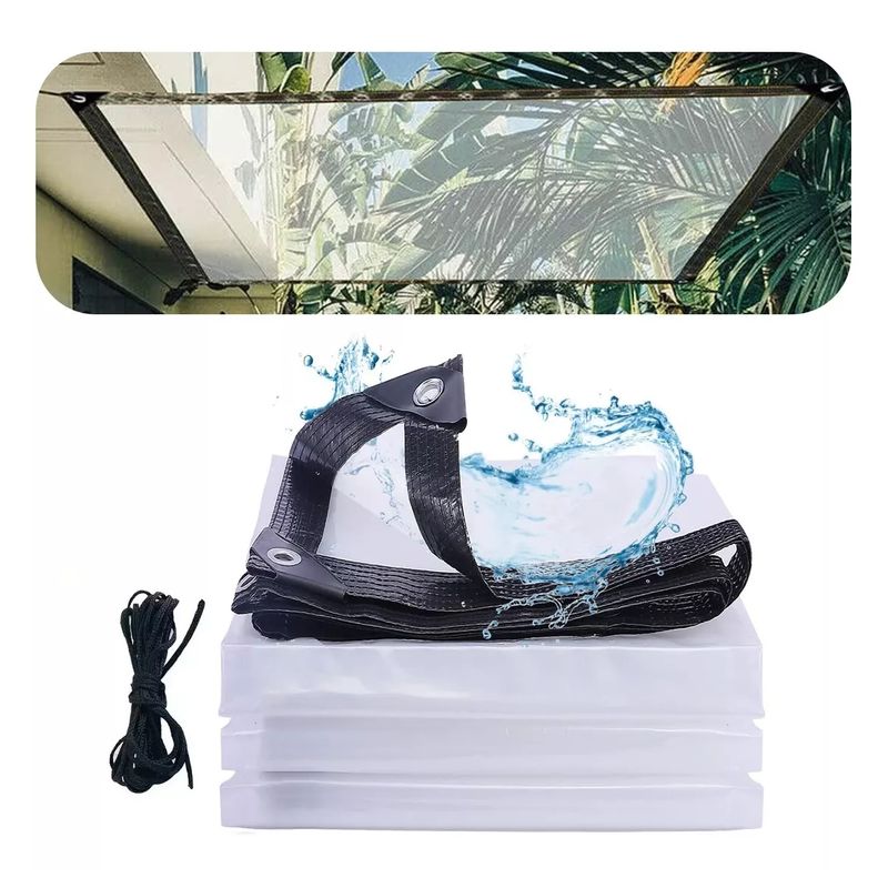 ATURE - 2×6mts Lona Transparente Resistente Impermeable +10m Cuerda