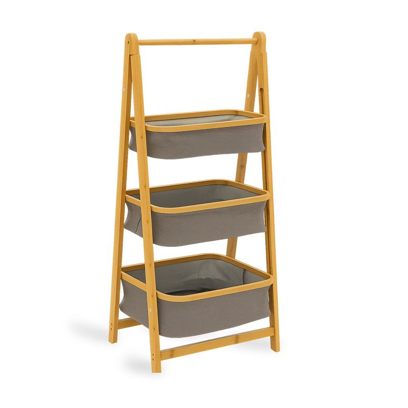 JAVIMATE - Estante de Almacenamiento Plegable Organizador 3 Niveles Cestas de Tela Gris
