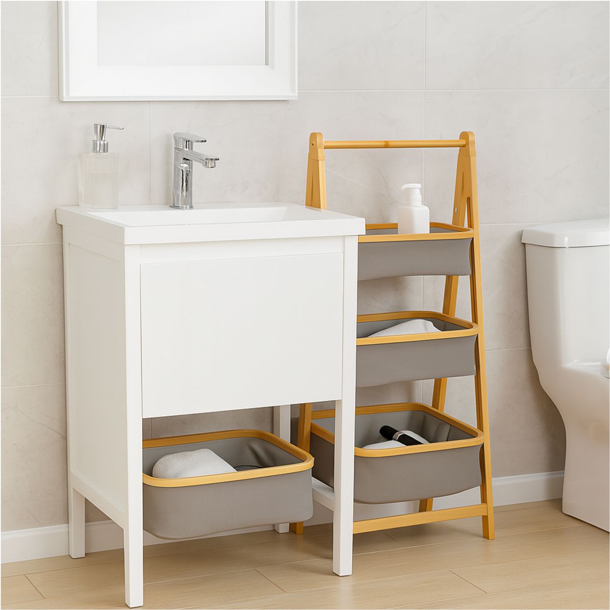 JAVIMATE - Estante de Almacenamiento Plegable Organizador 3 Niveles