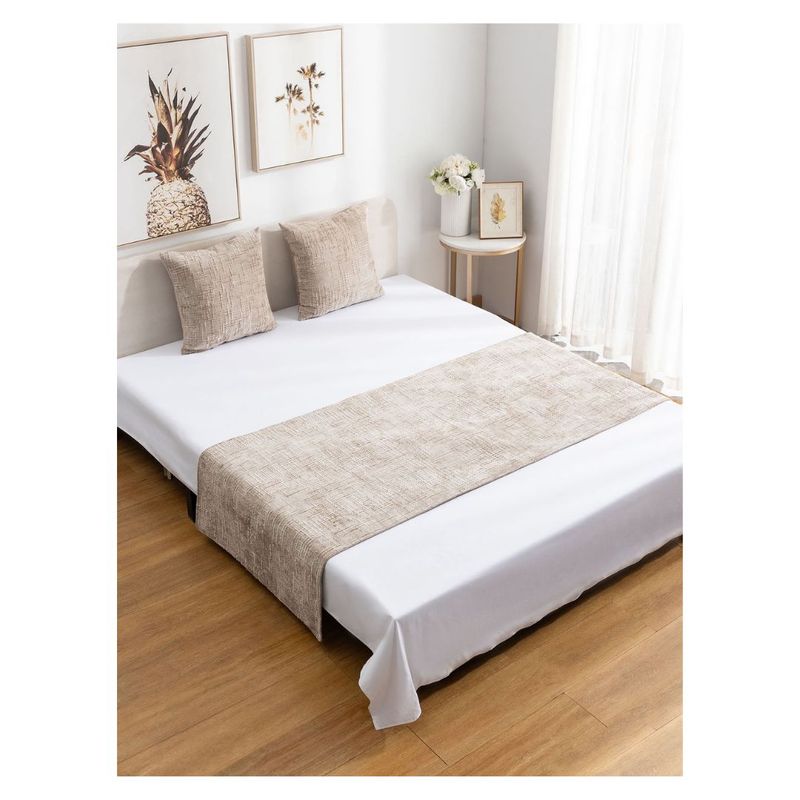 GENERICO - Set De Piecera + 2 Fundas Chenille 2 Plazas/King - Café