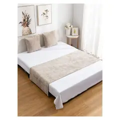 GENERICO - Set De Piecera + 2 Fundas Chenille 2 Plazas/King - Café