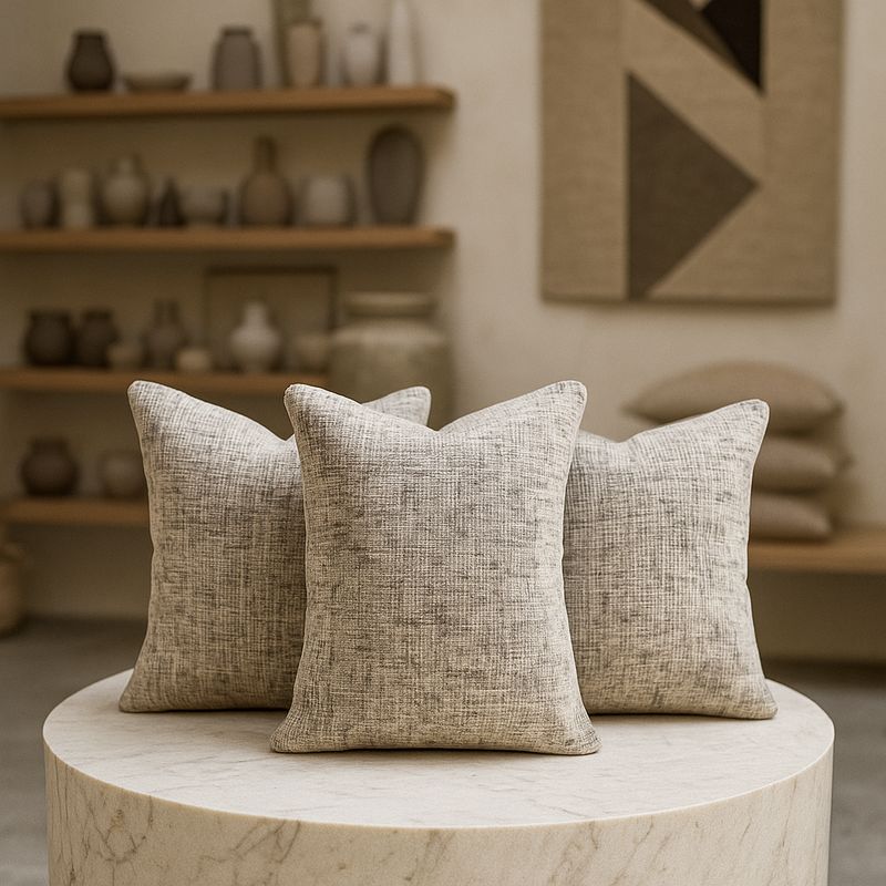 ARMONIA - Trío fundas cojín 45x45 vintage gris pack elegante 679