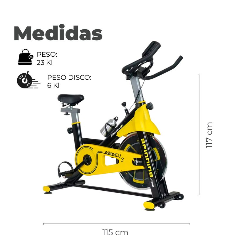 MUNDO ONLINE - Bicicleta Spinning Estática Q2 Pro 6 KG con Monitor