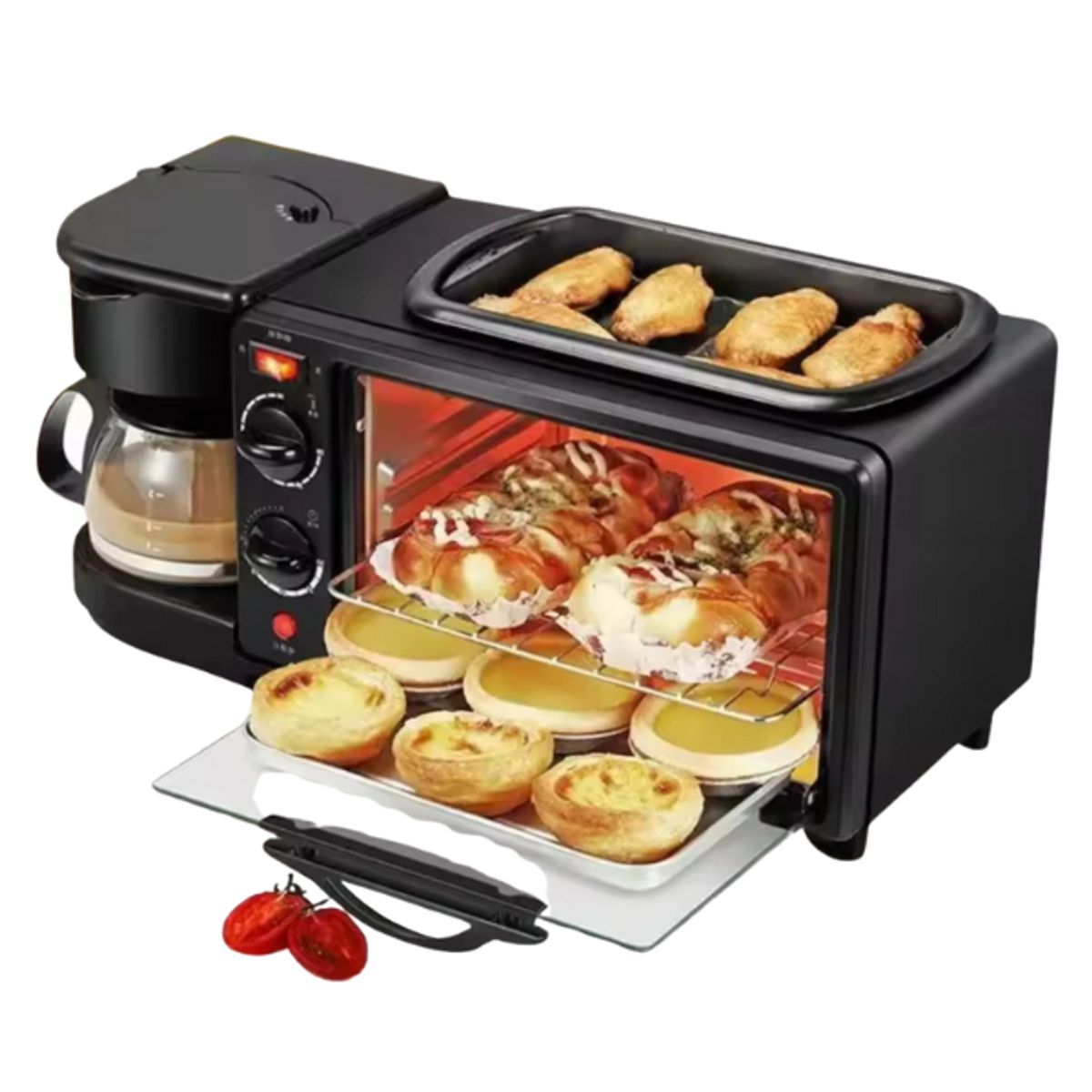 GENERICO - Máquina Desayuno 3 en 1 Cafetera,Horno Eléctrico, Sartén