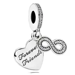 GENERICO - Dije Colgante Corazón con Infinito Amigos por siempre con Plata 925