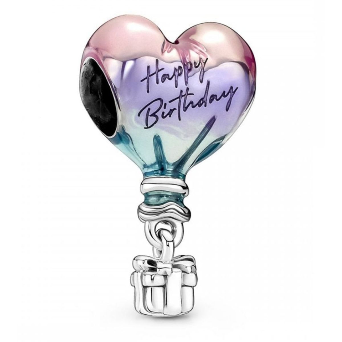 GENERICO - Dije Colgante Globo aerostático mensaje Feliz Cumpleaños con Plata 925