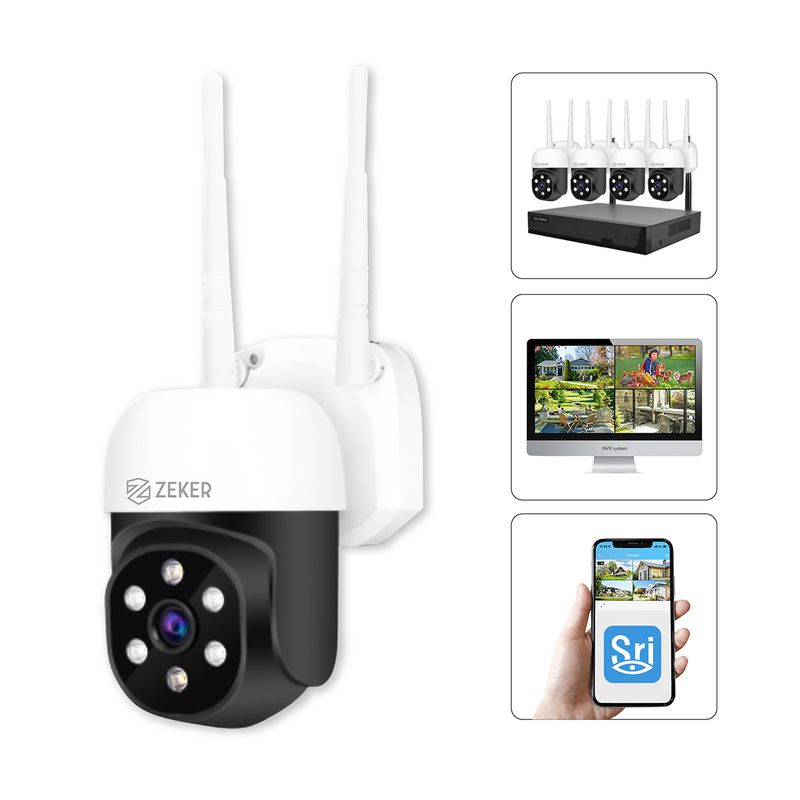 ZEKER - Camara De Seguridad 2mp Para Sistema Nvr Zeker Ip66 Wifi Ext