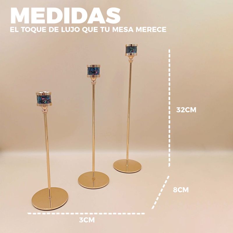 MUNDO ONLINE - Candelabro 3 Piezas Porta Vela Centro de Mesa Iris Mosaico