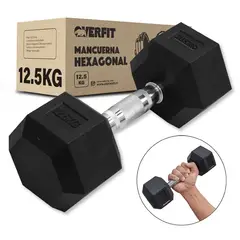 OVERFIT - Mancuerna Hexagonal 12.5 Kg Acero Y Caucho