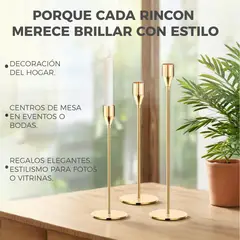 MUNDO ONLINE - Candelabro 3 Piezas Porta Vela Centro de Mesa Clasic Gold
