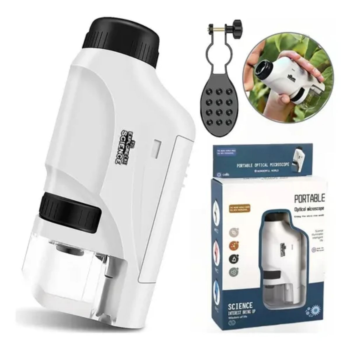 CRUSEC - Microscopio Portátil Con Luz Para Niños Juguete Científico