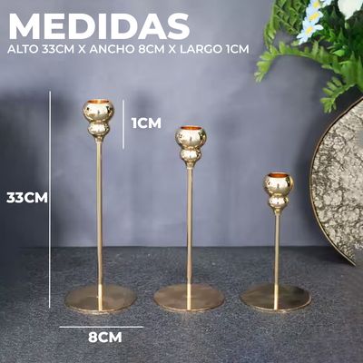 Imagen 2 del producto Candelabro 3 Piezas Porta Vela Centro de Mesa Cuenco Gold