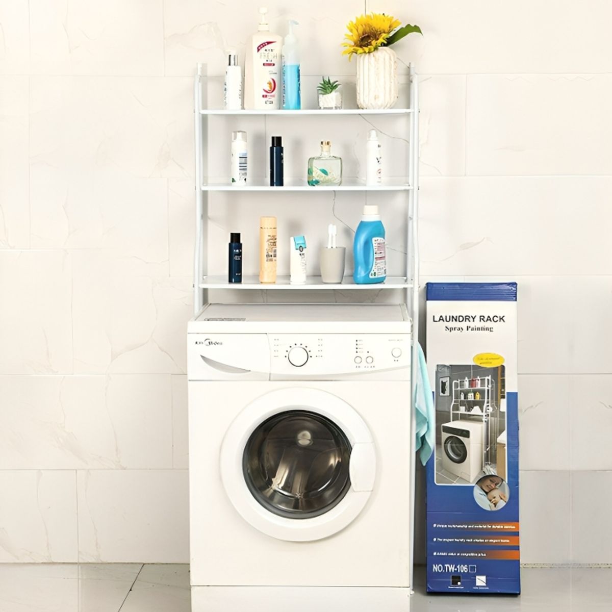 SIRENA - Rack organizador para lavadora o baño estructura metálica ajustable