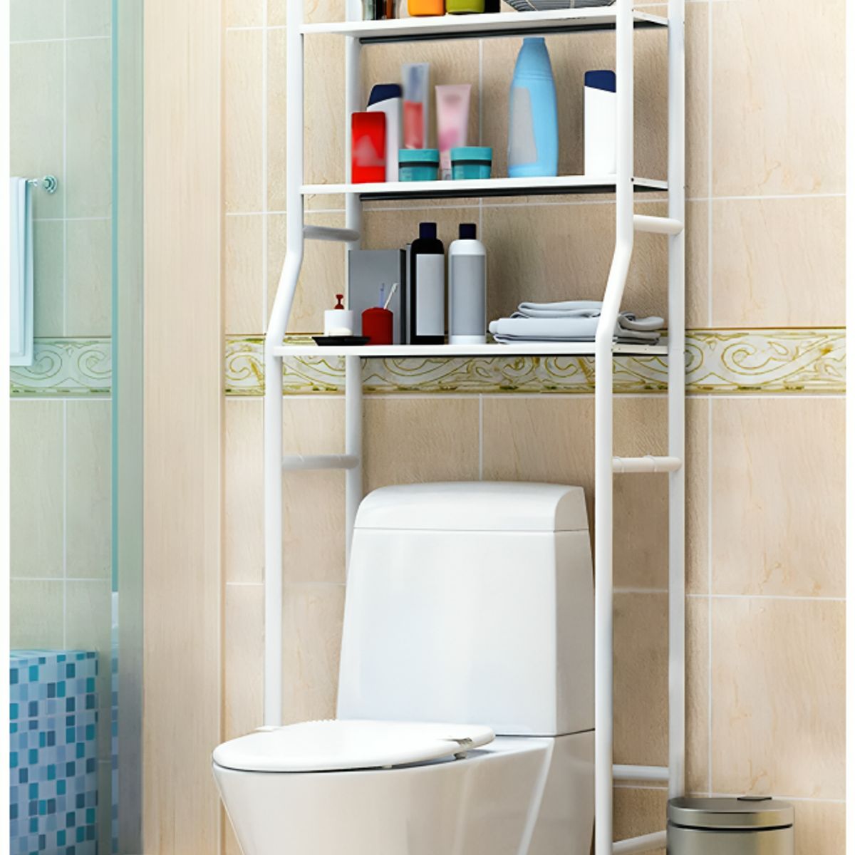 SIRENA - Rack organizador para baño color blanco multifuncional y práctico