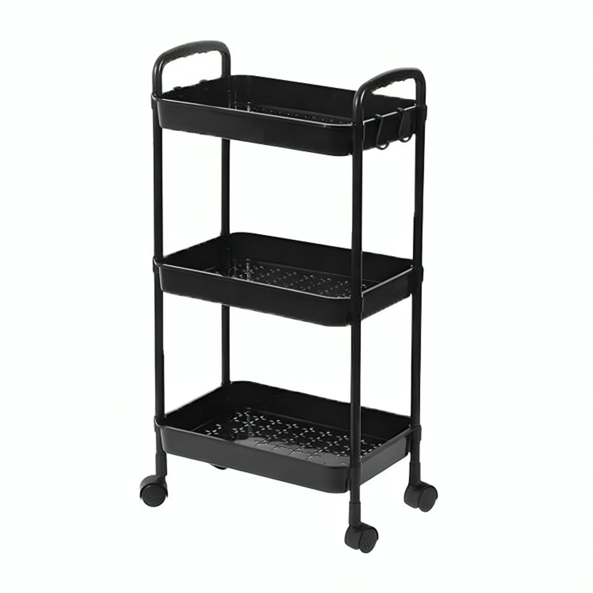 SIRENA - Carrito organizador negro de 3 niveles con ruedas para cocina