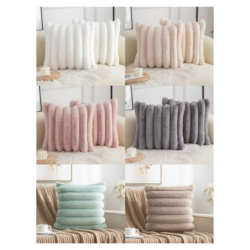 GENERICO - Set de Piecera + 2 Fundas Peluda Líneas 70 x 210 cm - Verde Menta