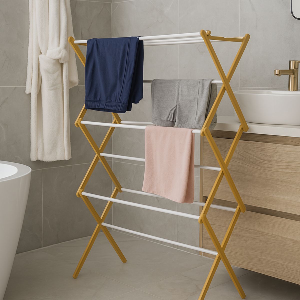 JAVIMATE - Colgador de Ropa y Toallas Madera Retractil