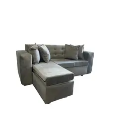 GENERICO - Sofa 3 Cuerpo Tipo L Gris medio Felpa