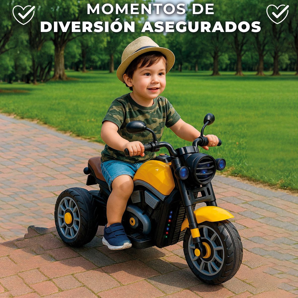 MUNDO ONLINE - Moto Eléctrica Para Niños Motocicleta Clásica Luz Y Sonidos