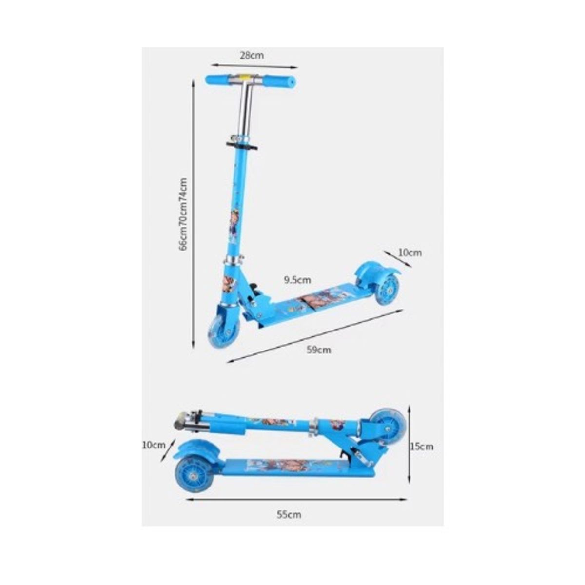 GENERICO - Scooter Monopatin Metalico Plegable Azul