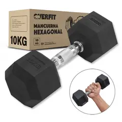 OVERFIT - Mancuerna Hexagonal 10 Kg Acero Y Caucho