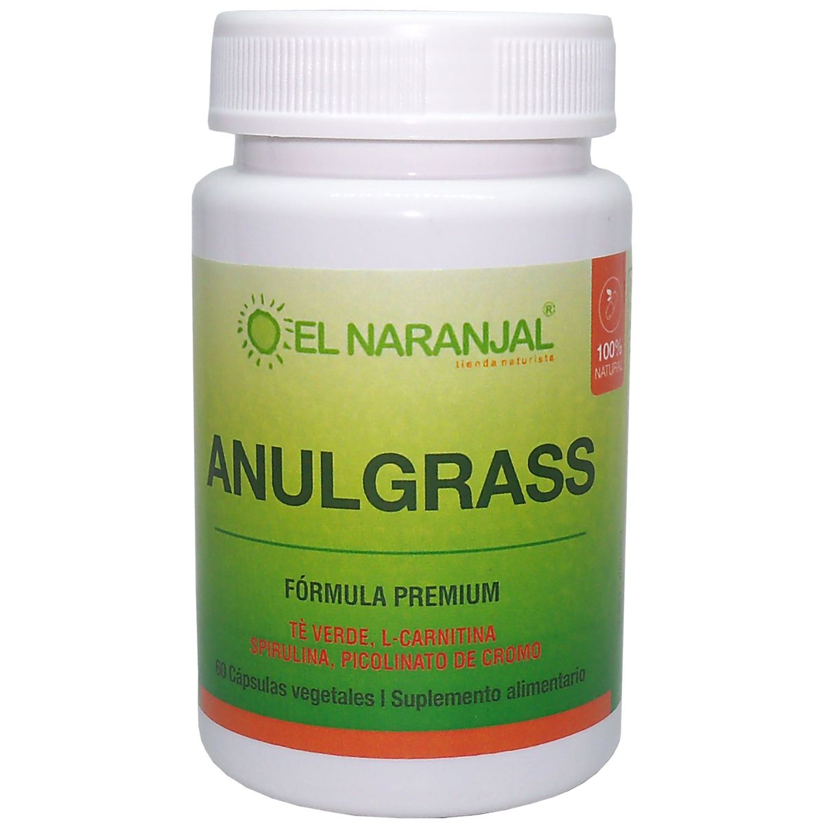 EL NARANJAL TIENDA NATURISTA - ANULGRASS TE VERDE L-CARNITINA SPIRULINA CROMO 60 VCAPS