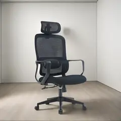 GENERICO - Silla Ergonómica para Escritorio con Ruedas Con Reposacabeza Negro