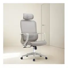 GENERICO - Silla Ergonómica para Escritorio con Ruedas Con Reposacabeza Gris Mesh