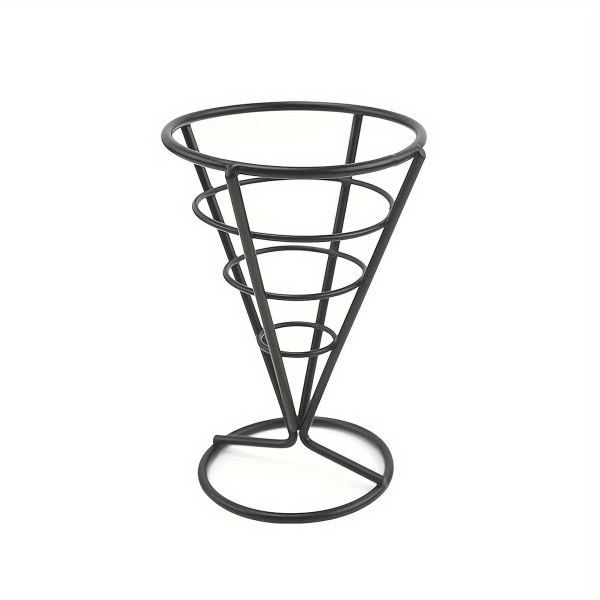 SUNNEX - CONO ALAMBRE NEGRO CON BASE PARA PAPAS FRITAS DIA 10 X 15 CM