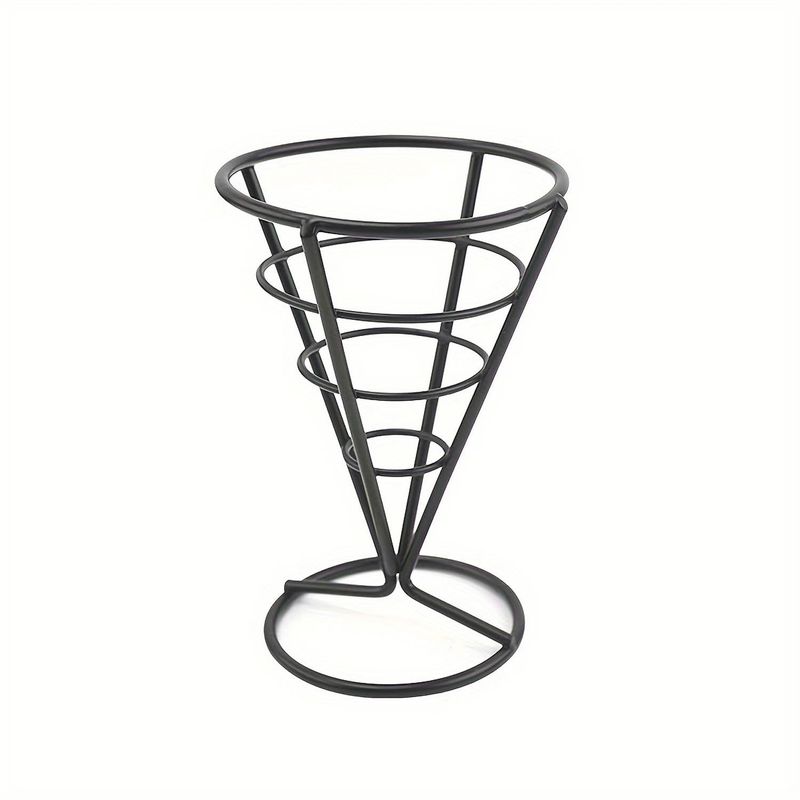SUNNEX - CONO ALAMBRE NEGRO CON BASE PARA PAPAS FRITAS DIA 10 X 15 CM