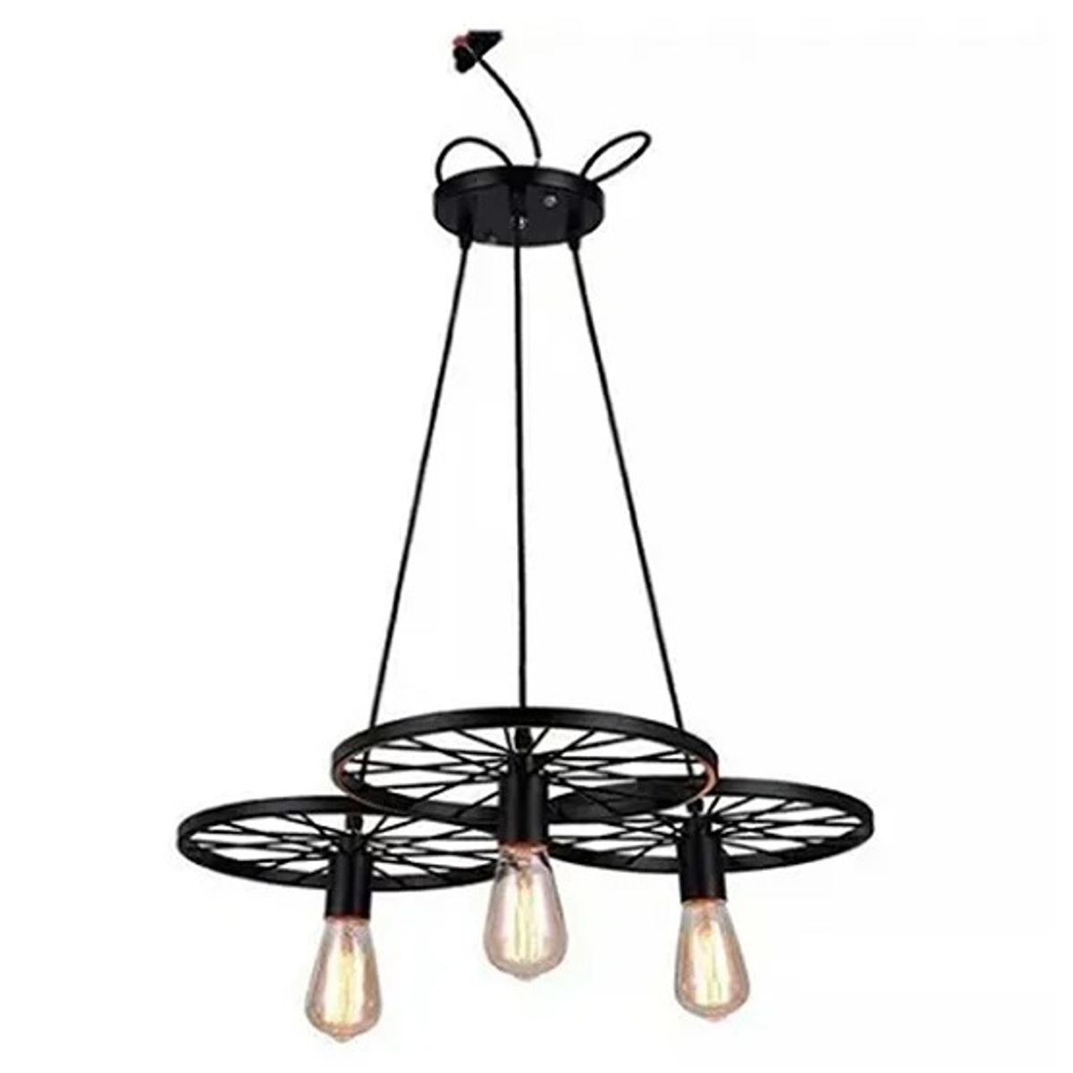 GENERICO - Lampara Colgante Techo Retro Decorativo Ruedas Vintage Led Negro.