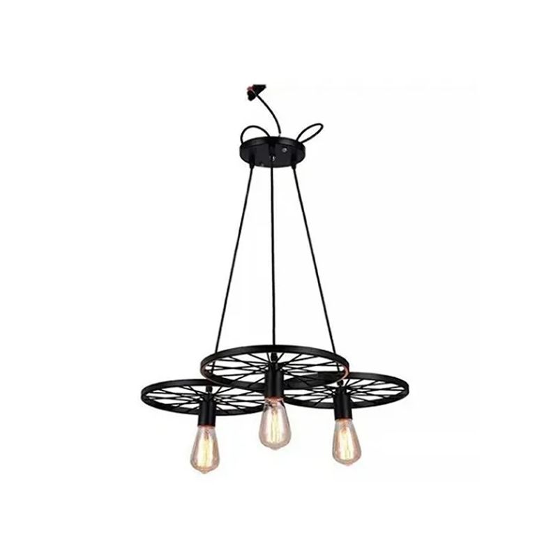 GENERICO - Lampara Colgante Techo Retro Decorativo Ruedas Vintage Led Negro